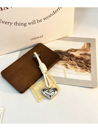 Keypus - Minimalist Heart Pendant Faux Leather Keychain