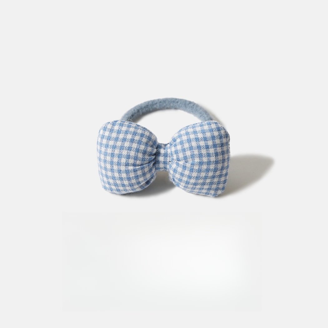 Gifty - Plaid Plush Bow Detail Polyester Hair Tie