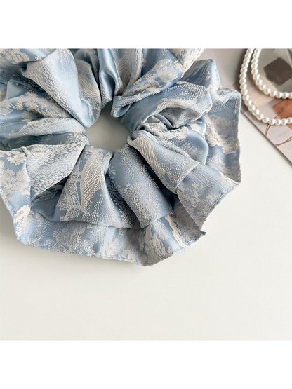 Gifty - Vintage Satin Ink Print Oversized Scrunchie