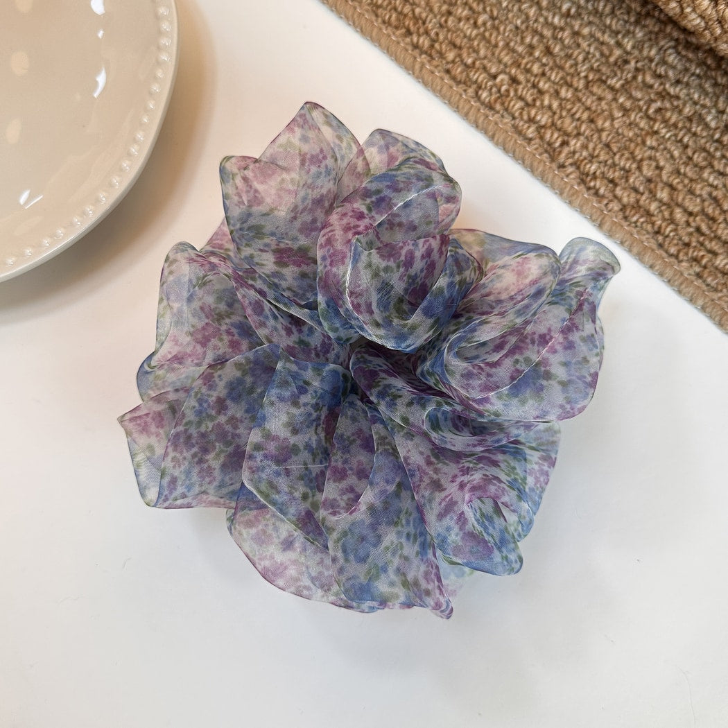 Gifty - Soft Floral Print Ruffle Scrunchie