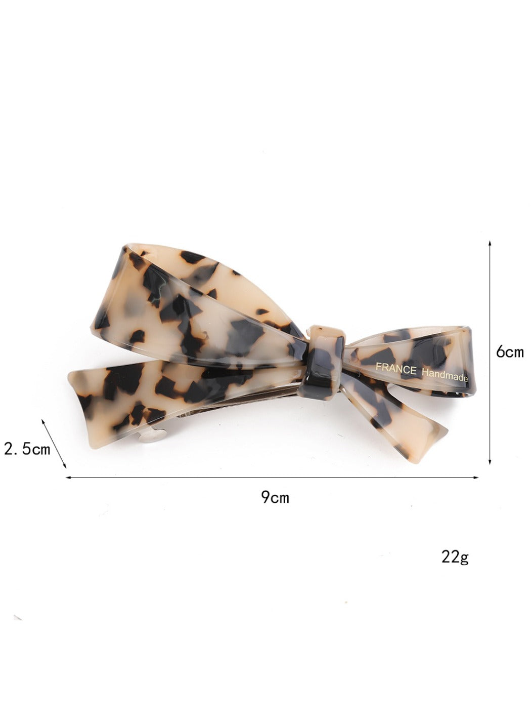 Side view of Beau acetate bow hair clip highlighting clip mechanism
