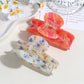 Beau - Half Circle Flower Print Painted Hair Claw Clip