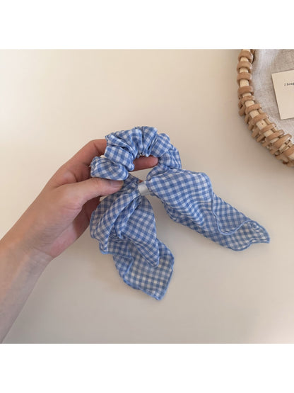 Gifty - Plaid Ribbon Bow Polyester Scrunchie