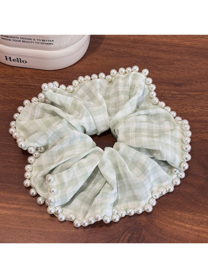 Gifty - Tartan Scrunchies with Beads Large