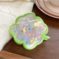 Beau vintage leaf shaped hair claw clip angled to show both front and side details