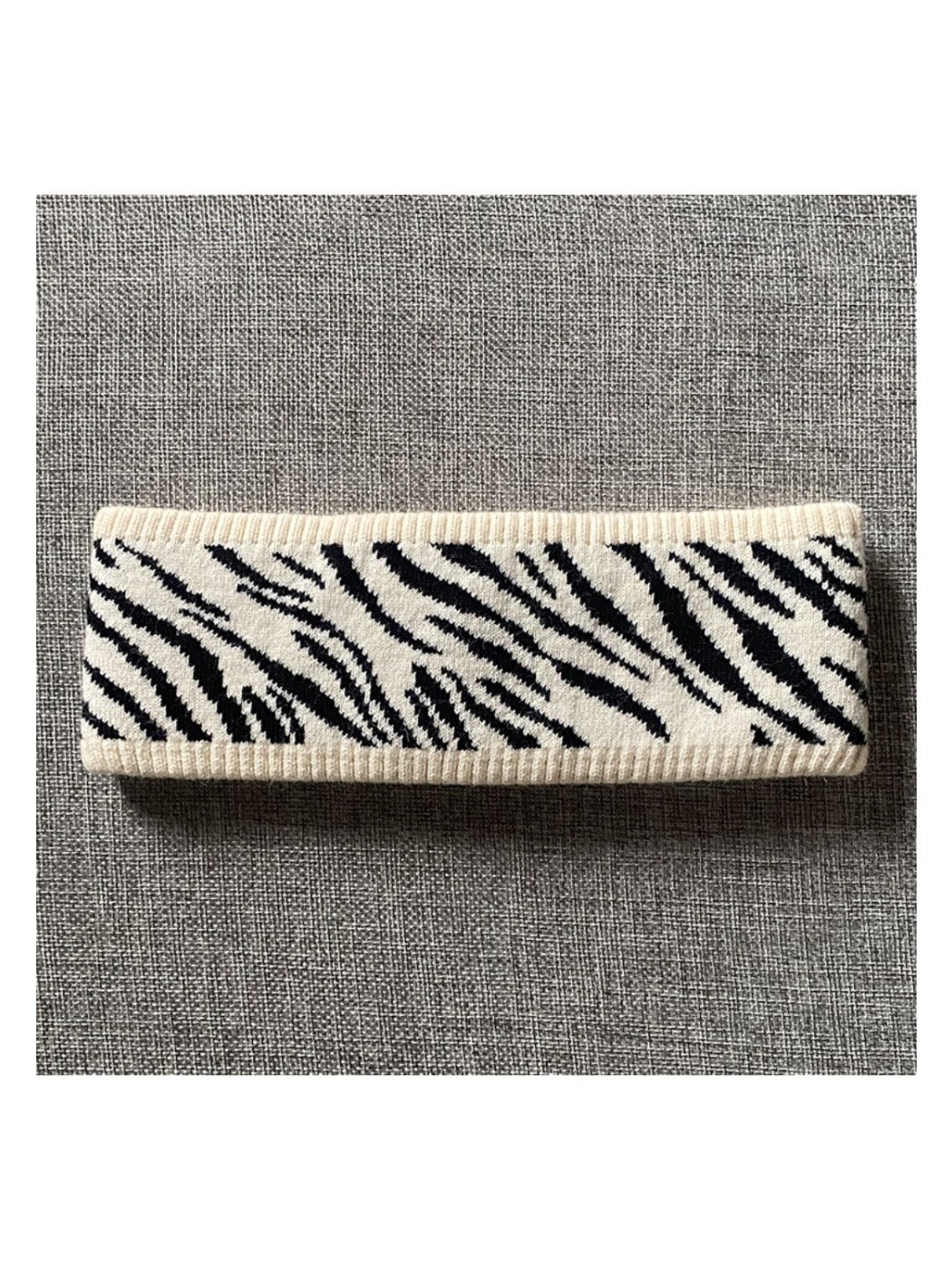Gifty - Wide Knit Headband Zebra Print Hair Accessory