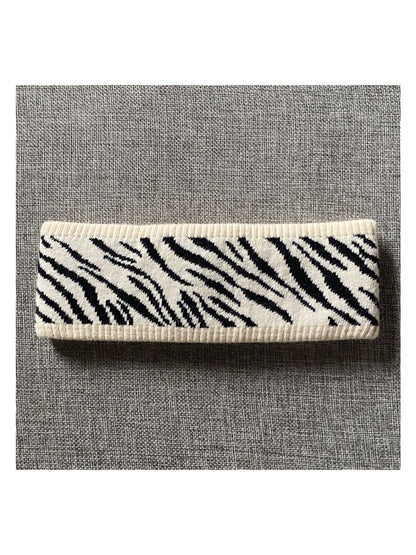 Gifty - Wide Knit Headband Zebra Print Hair Accessory