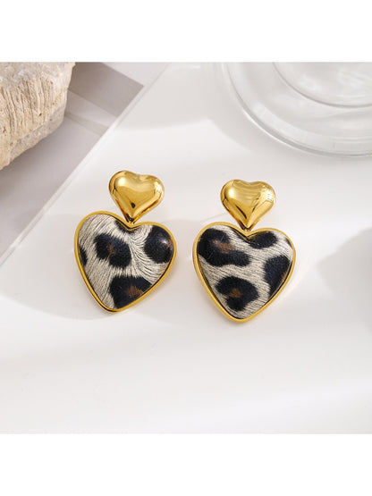 Earedge - Valentines Day Leopard Heart Earrings