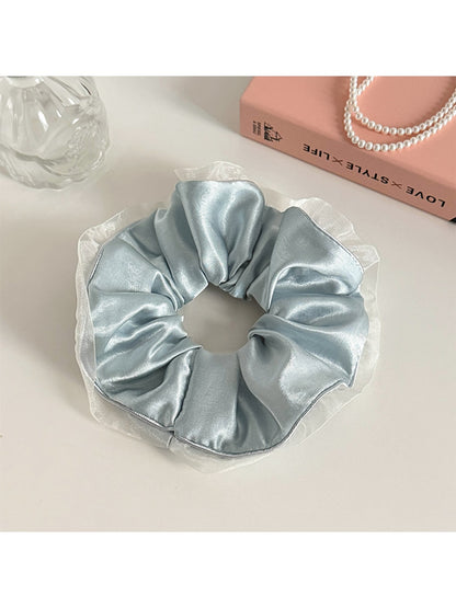 Gifty - Polyester Satin Look Mesh Trim Scrunchie