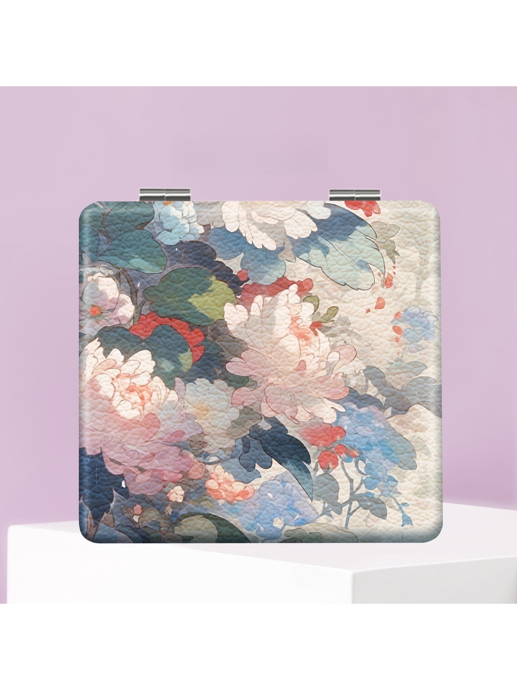 Mirroray - Floral Print PU Folding Tabletop Mirror