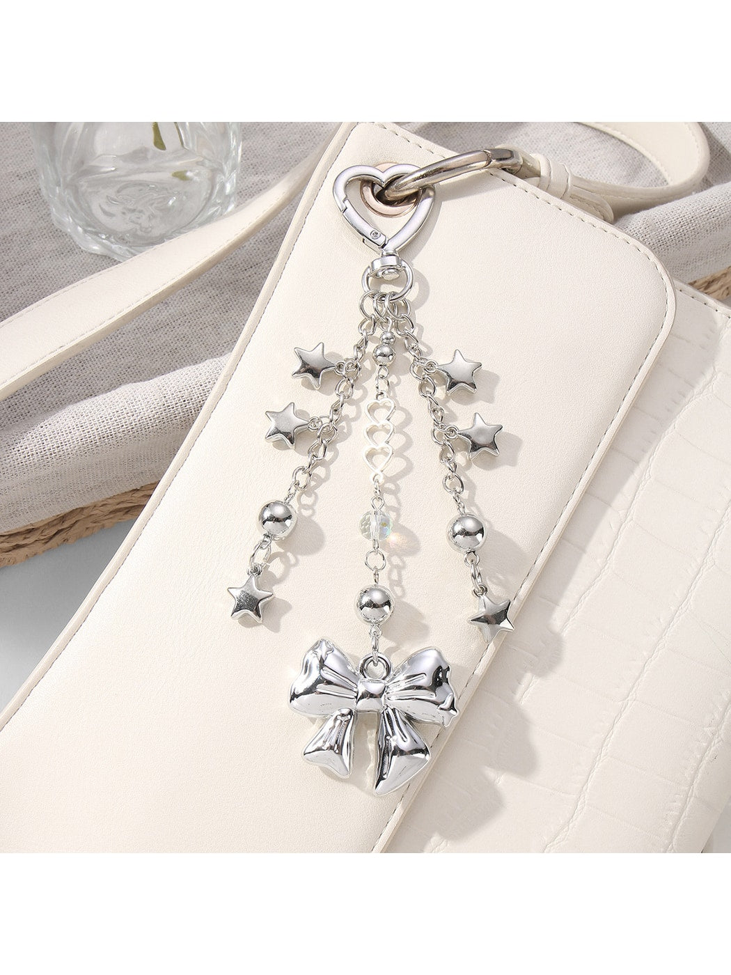 Keypus - Y2K Alloy Bow and Star Dangle Keychain