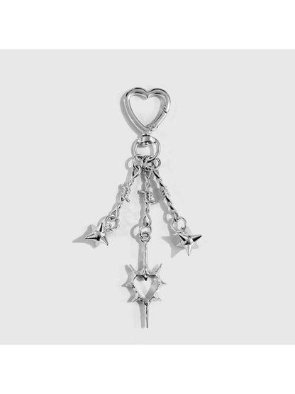 Keypus - Retro Style Hollow Heart Chain Bag Charm Keychain
