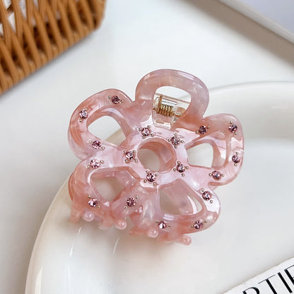 Beau - Openwork Flower Acetate Plate Claw Clip