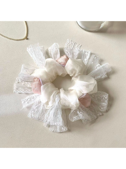 Gifty minimalist modern floral scrunchie displayed on a white background