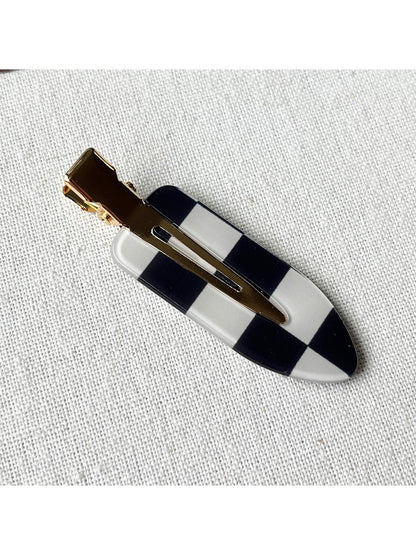 Beau - Geometric Checker Acetate Side Hair Clip