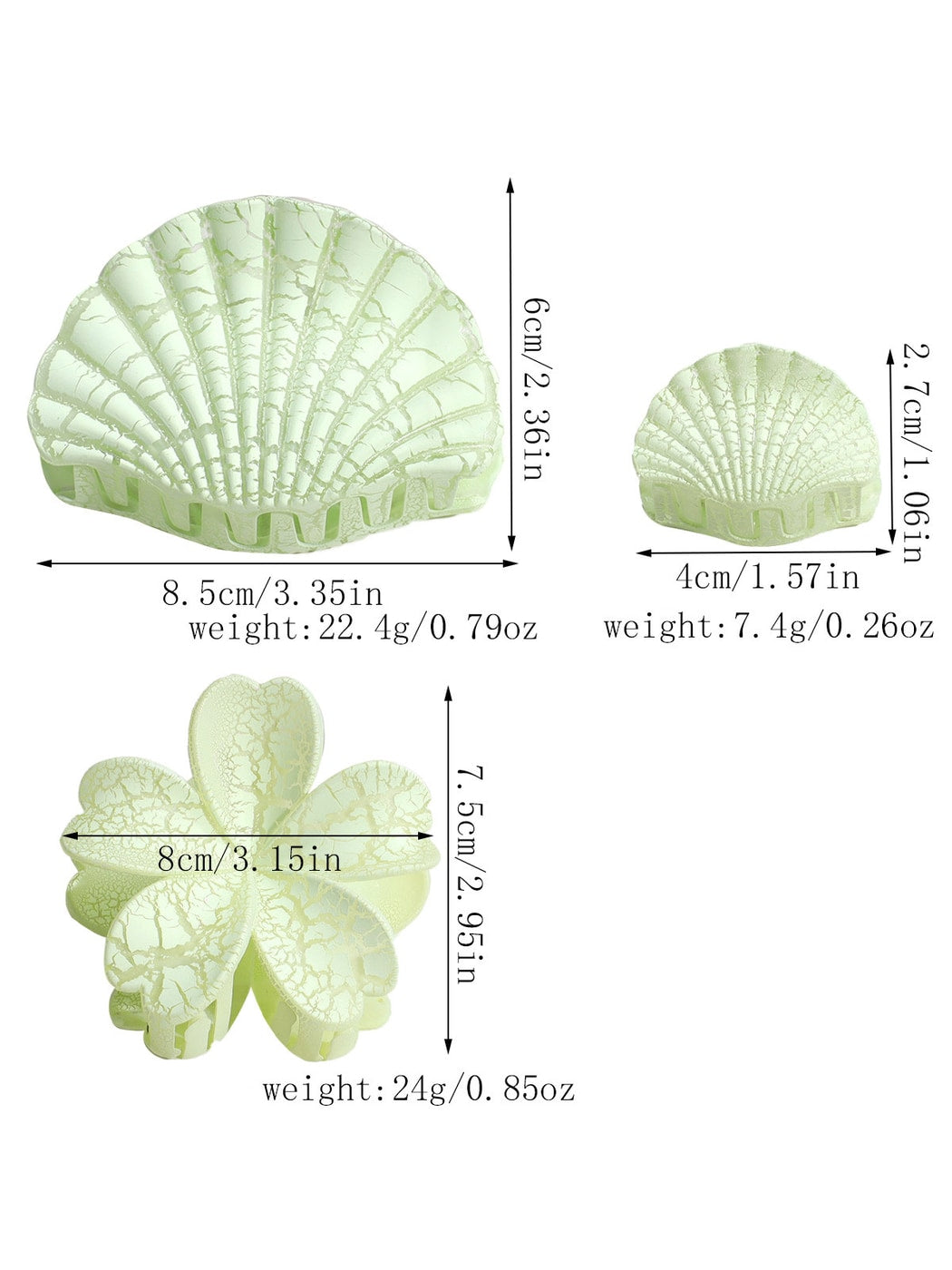 Beau - Textured Plastic Seashell Silhouette Claw Clip