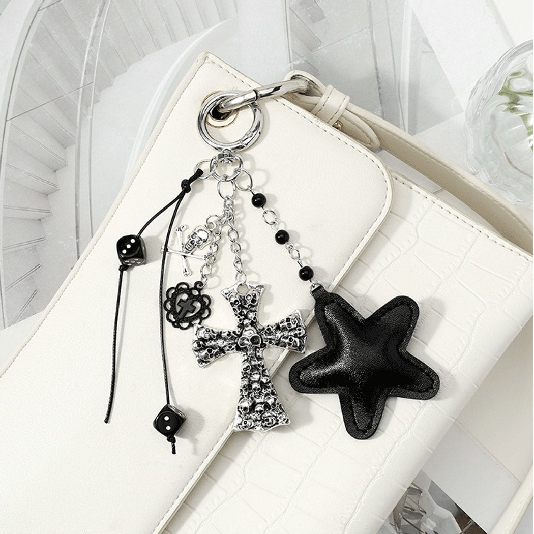 Keypus - Y2K Skull Cross and Black Star Keychain