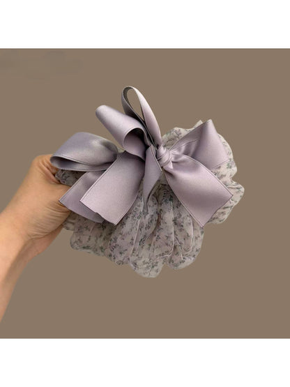 Gifty - Floral Bow Polyester Scrunchie