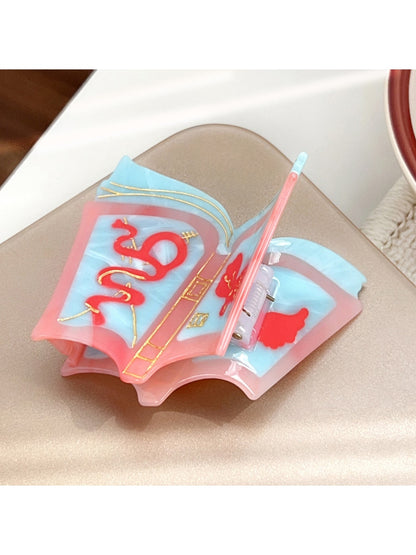 Beau - Printed Book Shape Acetate Hair Claw Clip