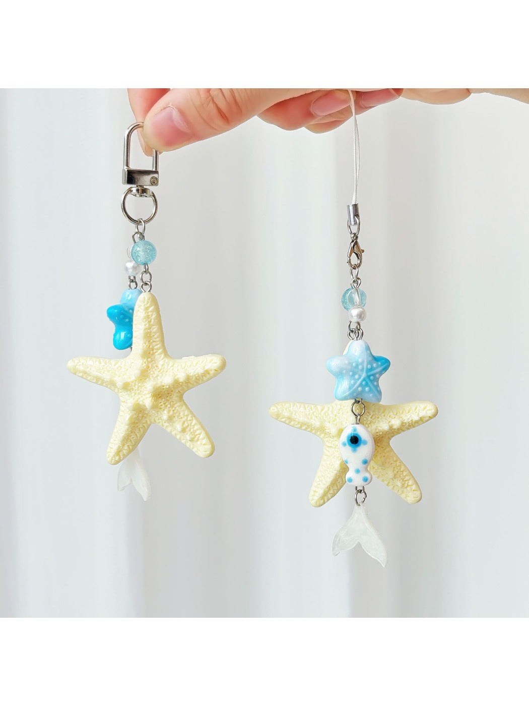 Close-up of the starfish charm on the Ocean Starfish Little Fish keychain