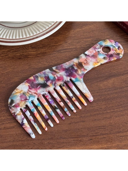 Camerow - Chic Long Handle Comb Wide Tooth Design Acetate
