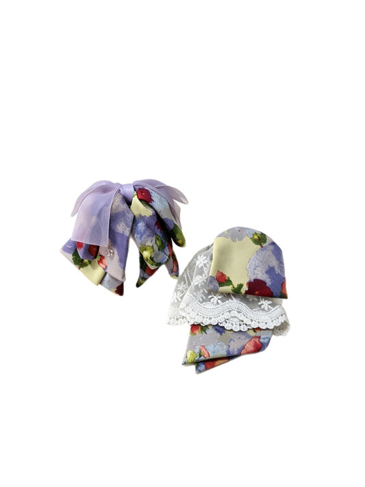 Beau - Printed Bow Lace Ribbon Look Hair Claw Clip