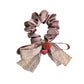 Gifty Strawberry Charm Lace Bow Scrunchie displayed on a white background showing full scrunchie and bow