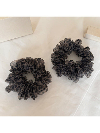 Gifty - Leopard Print Mesh Round Detail Hair Tie
