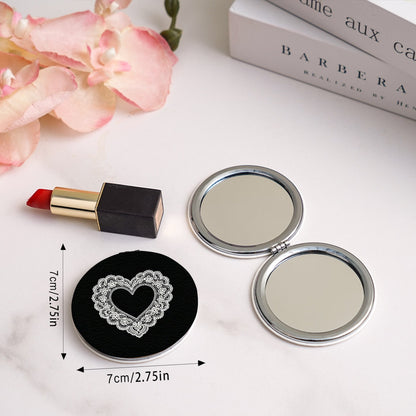 Mirroray - Round Heart Pattern Folding Makeup Mirror