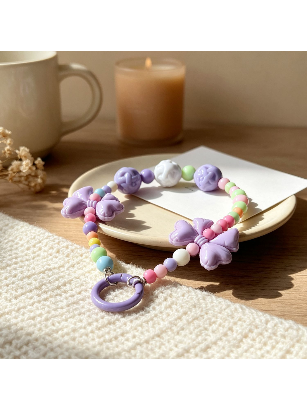 Keypus - Acrylic Bow Beaded Bag Charm Keychain