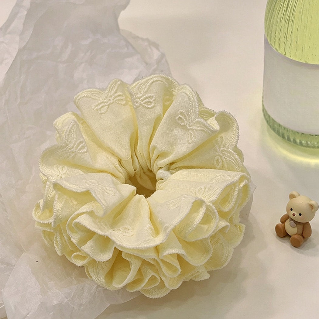 Gifty - Polyester Lace Bow Detail Round Scrunchie