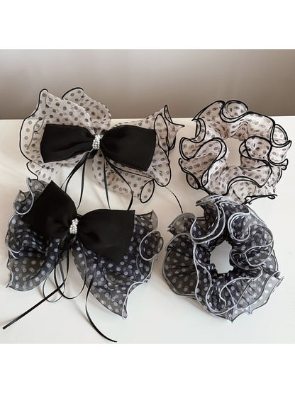 Gifty - Polka Dot Ruffle Edge Polyester Scrunchie