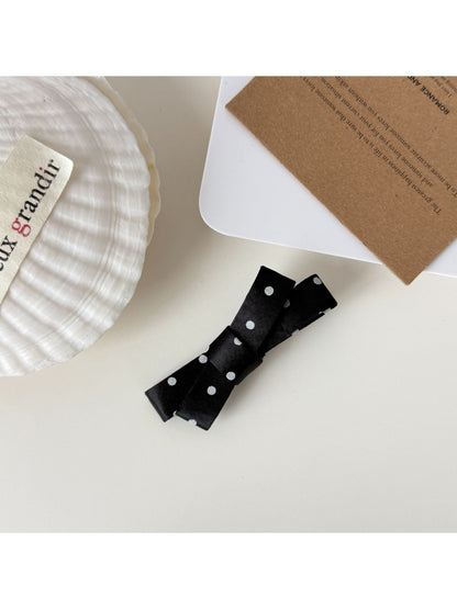 Beau - Polka Dot Satin Bow Duckbill Hair Clip