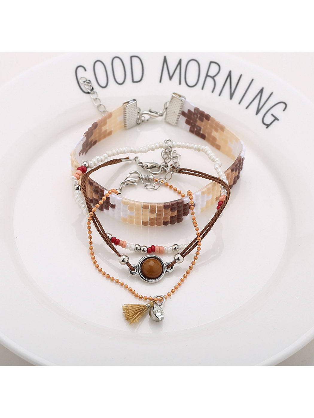 Lovra - Bohemian Beaded Wide Braid Bracelet