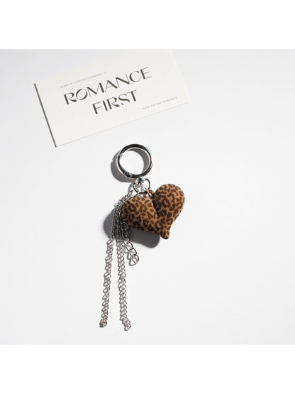Keypus - Leopard Print Heart Shaped Bow Keychain