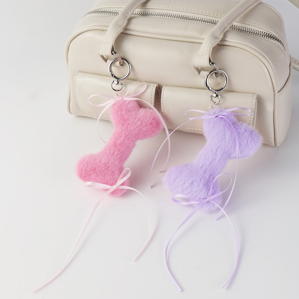 Keypus - Cute Plush Bone and Bow Keychain
