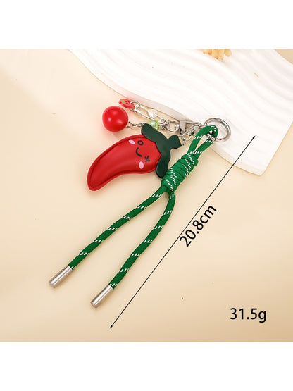 Keypus - Cartoon Chili Braided Rope Bag Charm Keychain