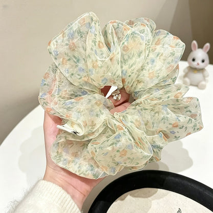 Gifty - Floral Mesh High Elastic Polyester Scrunchie