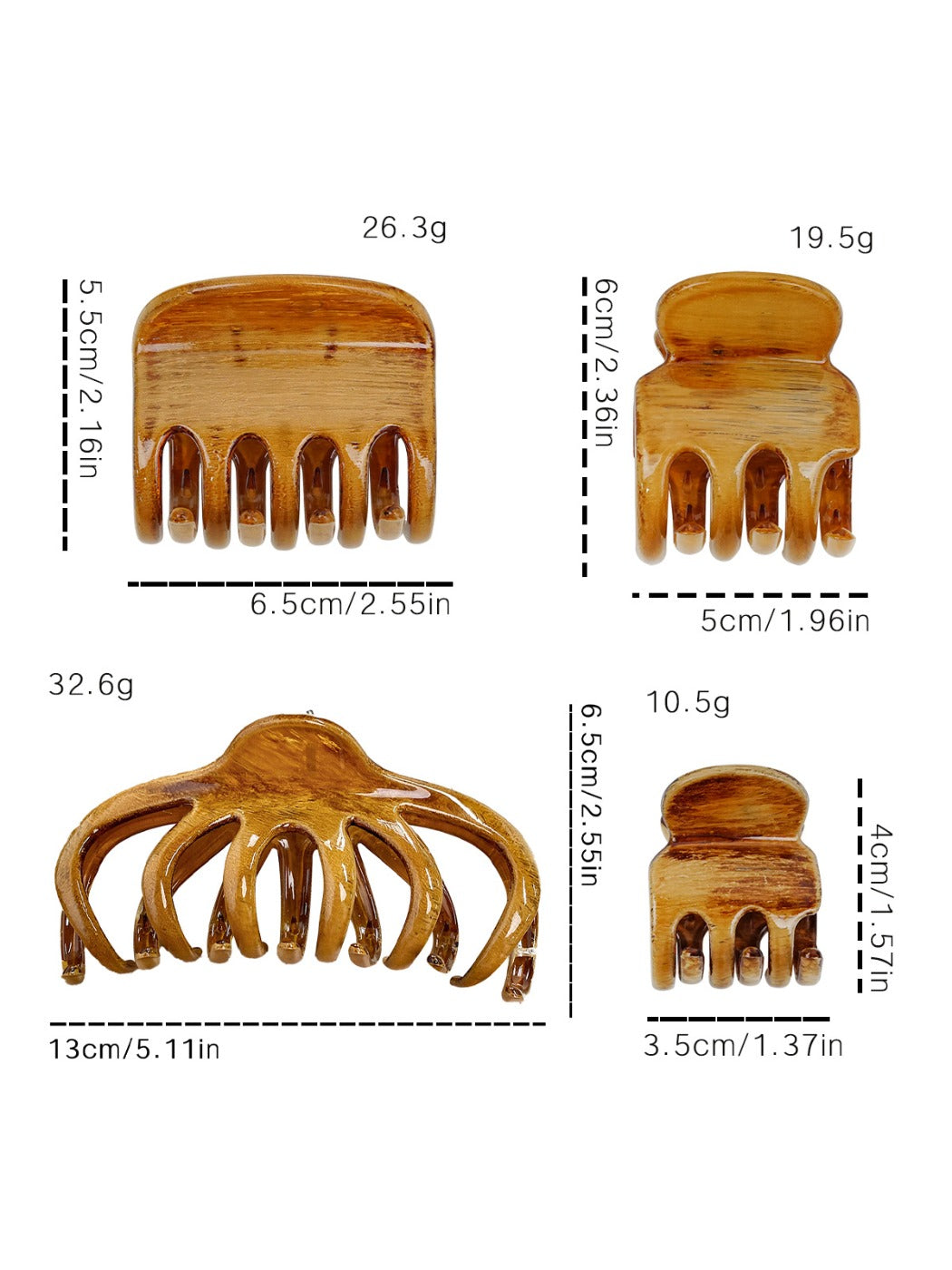 Beau textured shark hair claw clip held in hand, showing size and grip