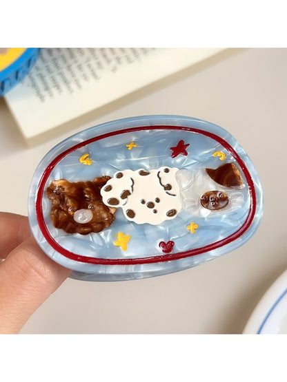Beau - Puppy Print Round-Shaped Hair Clip