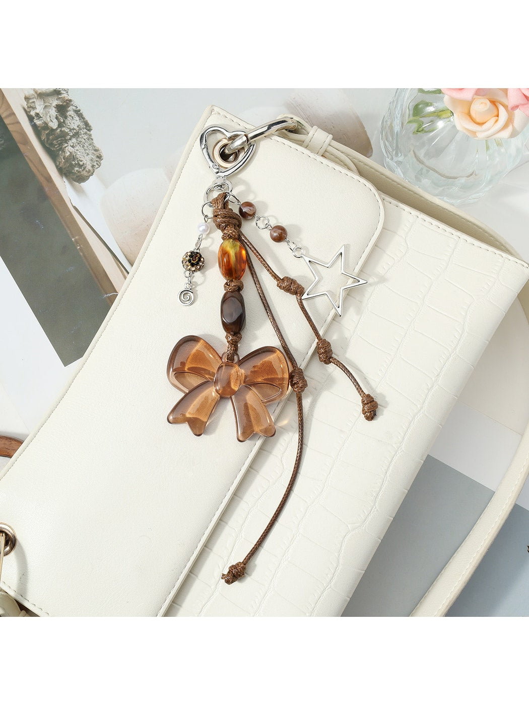 Keypus - Y2K Acrylic Bow Heart Star Dangle Keychain