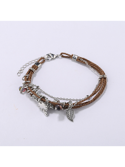 Lovra - Bohemian Leaf Beaded Layered Bracelet