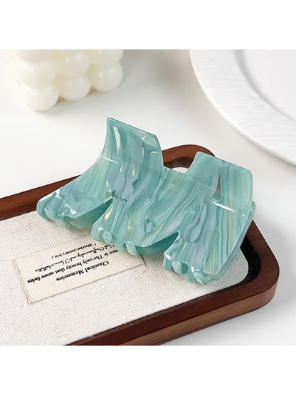 Beau - Glossy Marbled Acetate M Shape Claw Clip