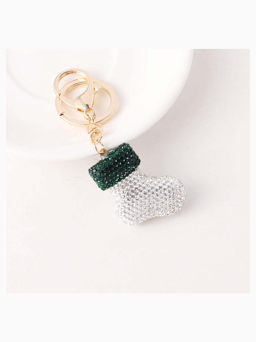 Green Christmas stocking keychain