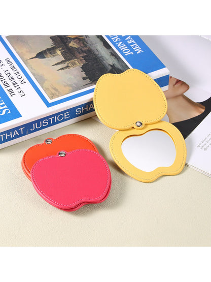 Mirroray - Apple Shaped Leather Makeup Mirror Rotating