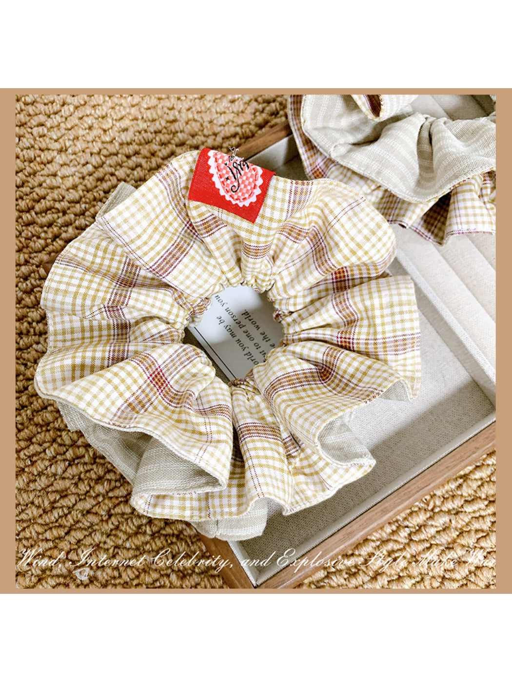 Gifty - Grace Khaki Plaid Hair Ring