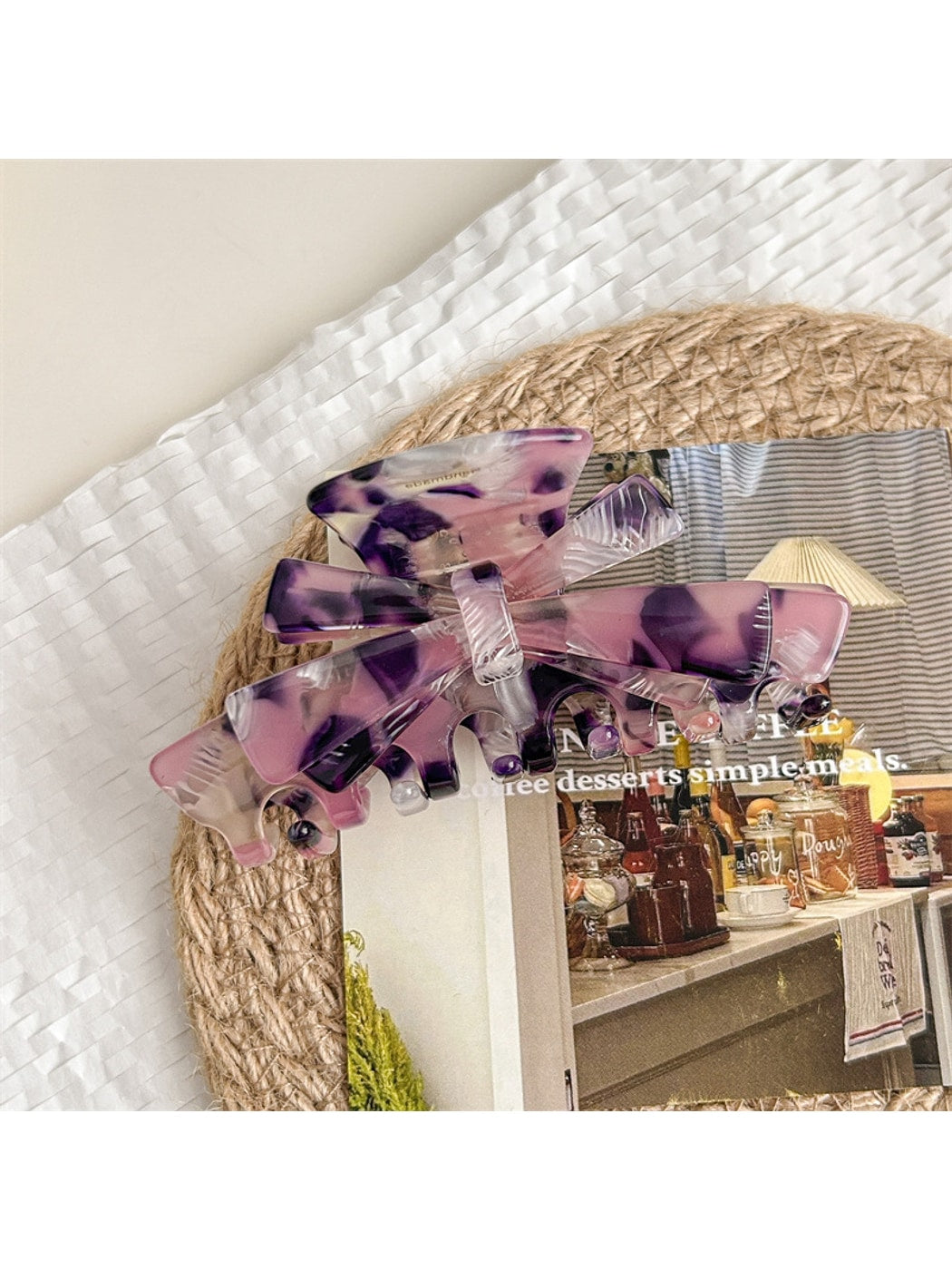 Beau - Alloy Detail Acetate Bow Shape Hair Claw Clip