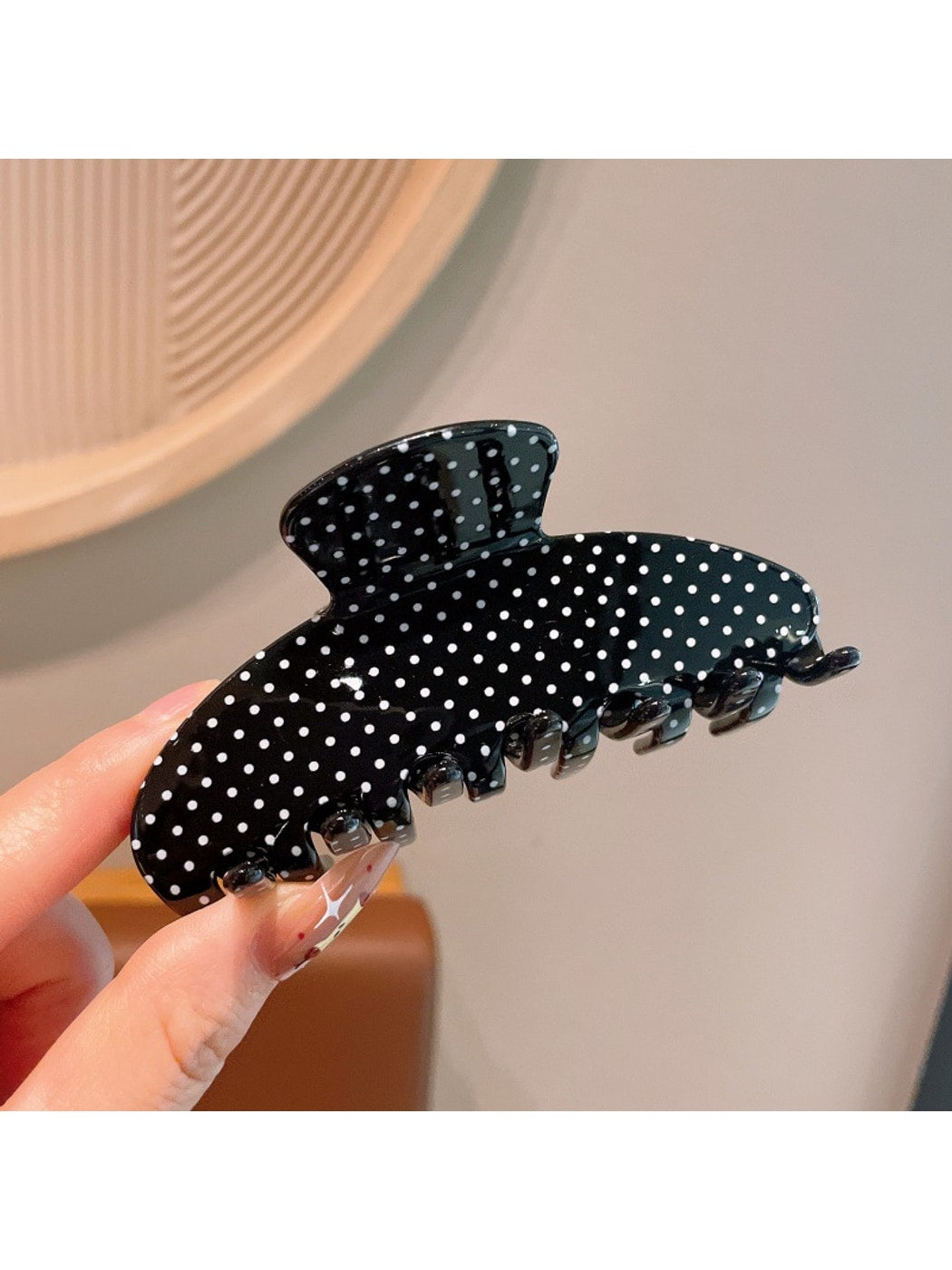 Beau - Polka Dot Acetate Semi-Circle Claw Clip