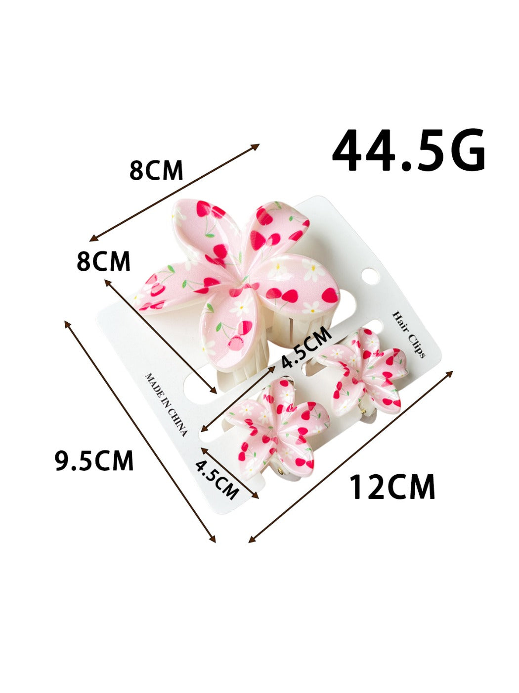 Set of pastel colored flower claw clips arranged in a circle