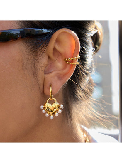 Earedge - Delicate Heart Pendant Drop Earrings